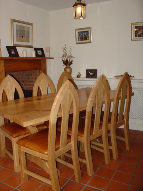 Gothic Style Oak Table and Chairs 1