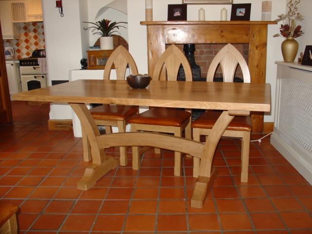 Gothic Style Oak Table and Chairs 2